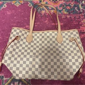 Checkered Tote Bag and Matching Wallet- Cream and Tan